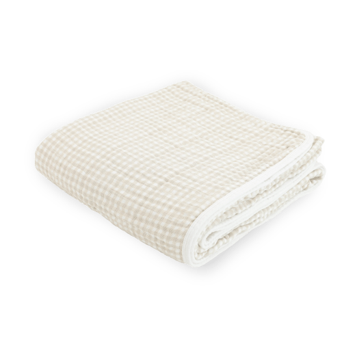 Original Cotton Muslin Quilt - Tan Gingham