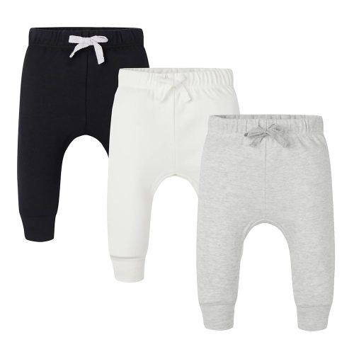 Baby 3 Pack Flexy Pants and Leggings, Infant Boys Girls Tapered Ankle Jogger Pants