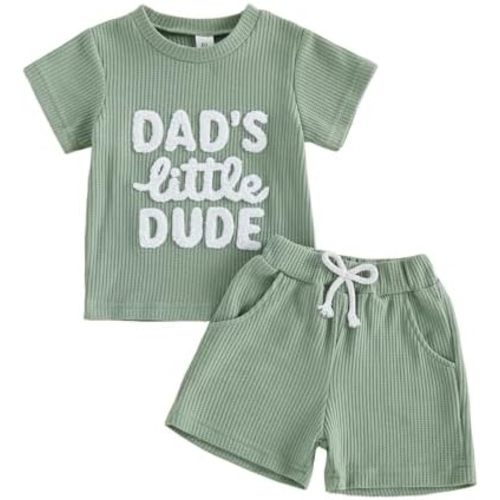 Sejardin Toddler Baby Boy Clothes Mamas Little Boy Summer Outfit Short Sleeve Letter T Shirt Tops Newborn Rolled Shorts Set