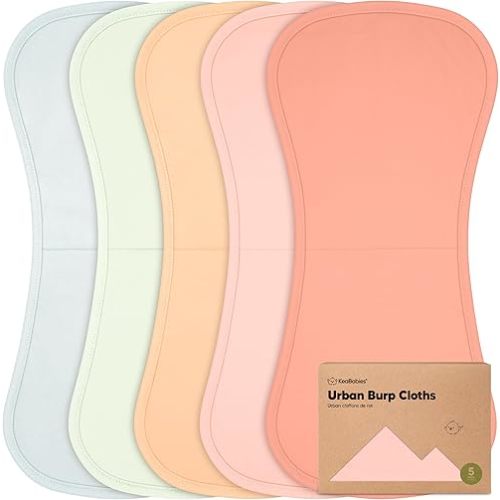 Organic Burp Cloths for Baby Boys and Girls - 5-Pack Super Absorbent Burping Cloth, Burp Clothes, Soft & Plush, Newborn Milk Spit Up Rags, Burpy Cloth Bib for Unisex, Burping Rags (Flora Dew)