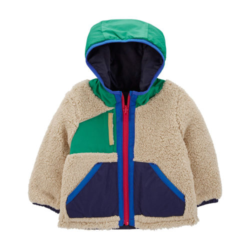 Baby Colorblock Faux Sherpa Mid-Weight Jacket - Carter's Size: 12M