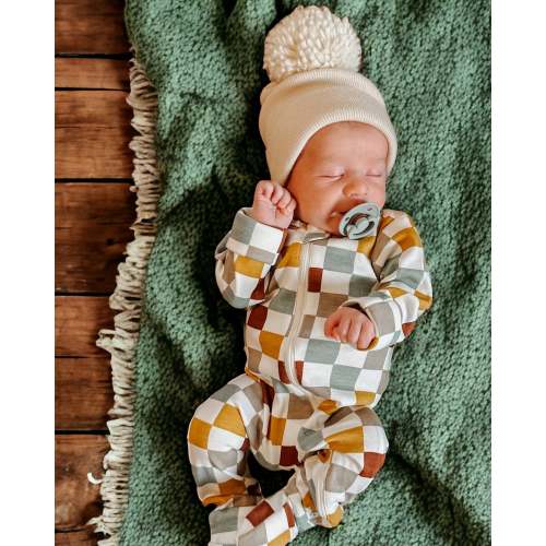Cannoli Checkerboard / Organic Zip Footie