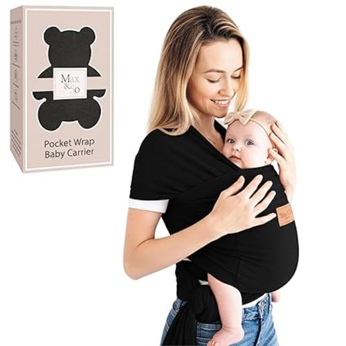 Baby Wrap Carrier - Premium Cotton Baby Carrier Wrap for Newborn to Toddler- Infant Carrier- Baby Holder One Size Fits All with Front Pocket by Max&so