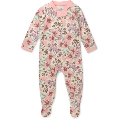 HonestBaby Baby Girls' Sleep and Play Footed Pajamas One-Piece Sleeper Jumpsuit Zip-front Pjs Organic Cotton