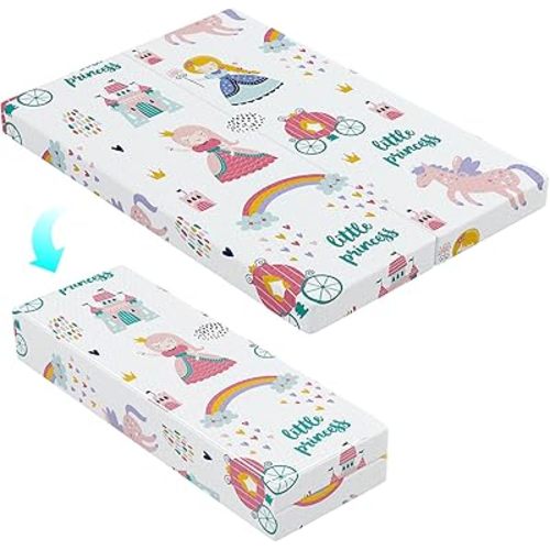 Foldable Noiseless Pack and Play Mattress, 38"x26" Premium Foam Portable Odorless and Steady Playard Pad Fits Only Playpens (28.5"x39.5"), Princess