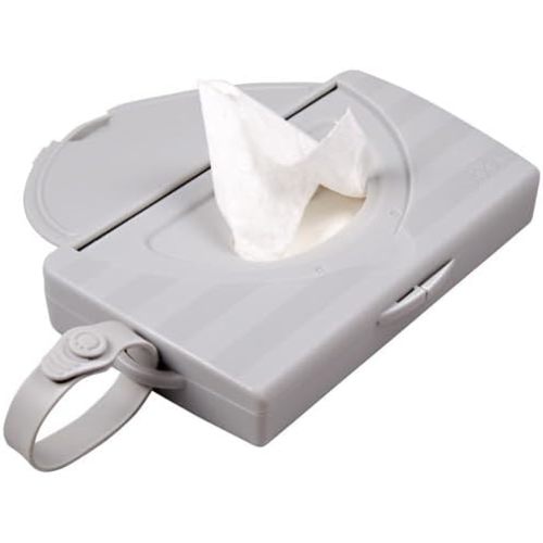 Ubbi On-The-Go Baby Wipes Dispenser, Portable Wipes Container for Travel, Diaper Bag Accessory Must Have for Newborns, Reusable Wipes Holder, Gray