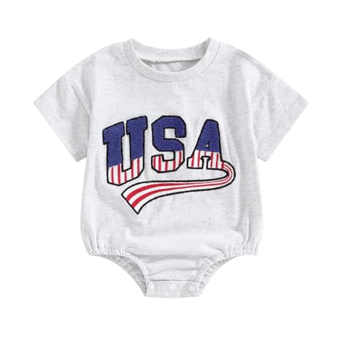 Ayalinggo 4th of July Baby Outfit Boy Girl My First Fourth of July Bubble Romper Oversized Onesie Toddler USA Clothes