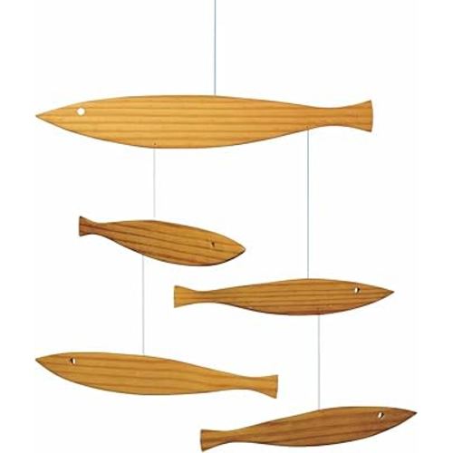 Floating Fish Hanging Mobile - 16 Inches - Pine - Handmade in Denmark by Flensted