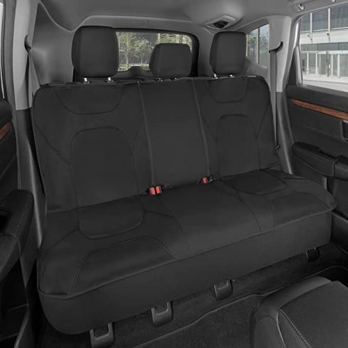 Motor Trend AquaShield Waterproof Black Rear Seat Cover for Cars – Padded Neoprene Back Bench Seat Cover for Cars, Ideal Back Seat Protector for Kids & Dogs, Car Interior Cover for Auto Truck & SUV
