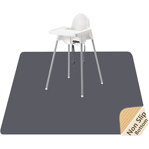 Splat Mat for Under High Chair/Arts/Crafts, WOMUMON Washable Spill Mat Waterproof Anti-Slip Floor Protector Splash Mat, Messy Mat and Table Cloth