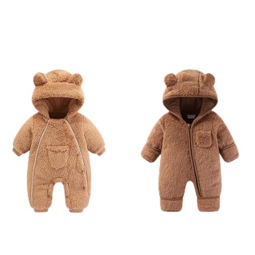 AiWMGL 0-3Months Newborn Baby Bear Outfit Suit Girls Boys Fleece Jumpsuit Newborn Baby Bear Outfit Suit Fold-Over Mittens Footies