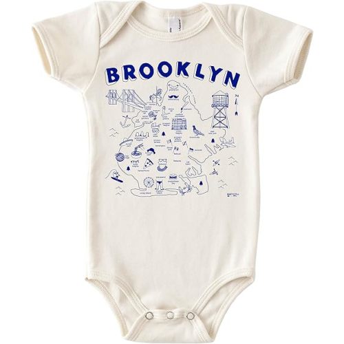 MAPTOTE Map One Piece-Unisex Baby Organic Cotton Short Sleeve Bodysuits-Various Sizes 3-18 Months-City Specific-Made in USA