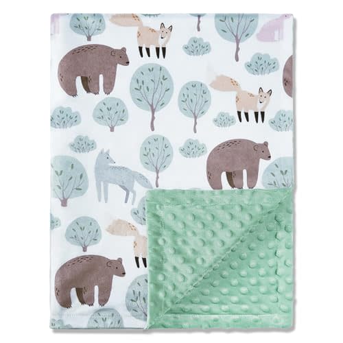 QSTEHEML Baby Blankets for Boys Neutral,Super Soft Nursery Minky Blanket Unisex, Baby Gifts Double Layer with Dotted Backing, Nursery Blanket for Crib Stroller(Bear, 30 * 40inch)
