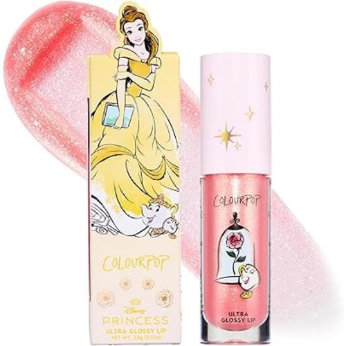 ColourPop x Disney Princess Ultra Glossy Lip Gloss - High-Shine, Non-Sticky & Hydrating Lip Gloss - Infused with Hyaluronic Acid, Kakadu Plum & Cherry - Rosy Pink, Mademoiselle Belle (0.24 Fl oz)