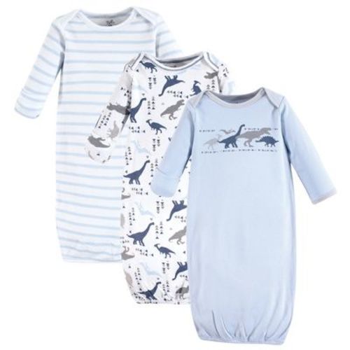 Touched by Nature Baby Organic Cotton Long-Sleeve Gowns 3pk, Dino, 0-6 Months