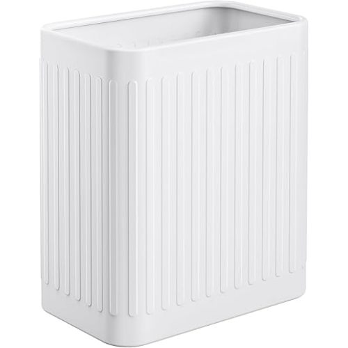 TrashAid Small Bathroom Trash Can, 2.1 Gallon Metal Office Garbage Can, Stainless Steel Waste Basket for Near Desk, Bedroom, Under Sink, Toilet, Rv, White