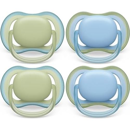 Philips Avent Ultra Air Pacifier - 4 x Light, Breathable Baby Pacifiers for Babies Aged 0-6 Months, BPA Free with Sterilizer Carry Case, SCF085/48