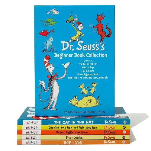 Dr. Seuss's Beginner Book Boxed Set Collection: The Cat in the Hat; One Fish Two Fish Red Fish Blue Fish; Green Eggs and Ham; Hop on Pop; Fox in Socks