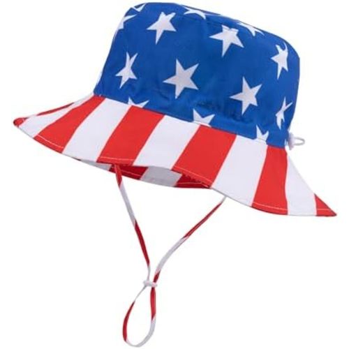 Baby Sun Hat Kids Summer UPF 50+ Toddler Bucket Hat Wide Brim Adjustable Beach Hats for Boys Girls Age 0-6 Years