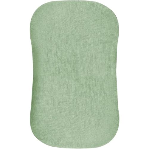 Hooyax Muslin Baby Lounger Cover Soft Organic Cotton Slipcover Fits Newborn Lounger for Baby Boys and Girls (Light Bean Green)