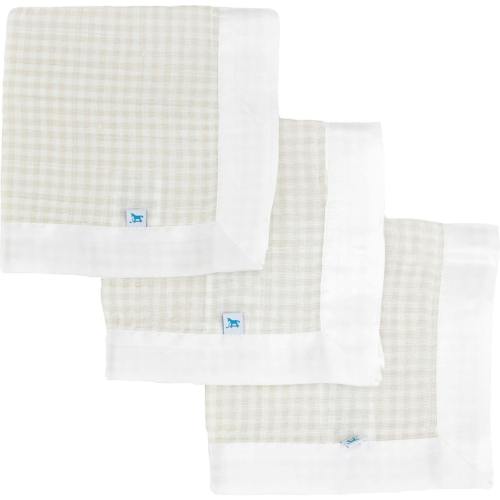 Cotton Muslin Security Blanket 3 Pack - Tan Gingham