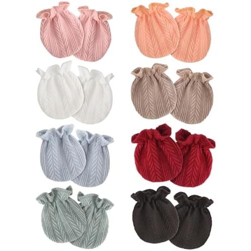 8 Pairs Newborn Baby Mittens No Scratch Wrist Gloves Infant Baby Mittens for Newborn Baby Boy Girl Toddler 0-6 Months