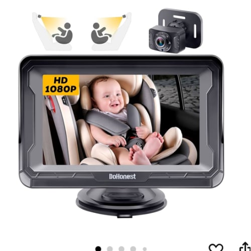 DoHonest Baby Car Camera HD 1080P - Rear-Facing Car Baby Monitor with Night Vision, Adjustable View Angle, Easy Setup, Anti-Glare Display, Safety for Kids & Infants