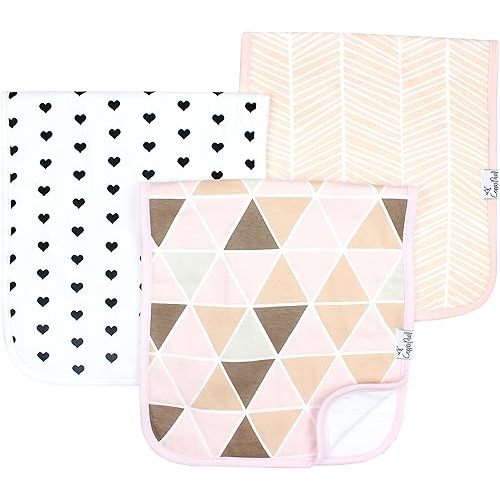Copper Pearl Premium Baby Burp Cloths - 3-Pack Large Cotton Burp Cloths, Extra Soft Spit Up Rags with 3 Absorbent Layers, Perfect for Baby Girl Gifts (21" x 10" Size, Blush Set)