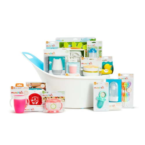 Munchkin® My Munchkin Gift Basket, Great for Baby Showers, Includes 15 Baby Products, Pink, Unisex