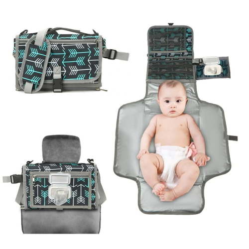 Hoofun Portable Diaper Changing Pad, Removable Wipeable Extended Waterproof Gray Travel Pad