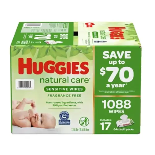 HUGGIES Natural Care Sensitive Baby Wipe Refill, Fragrance Free (1,088 Count)