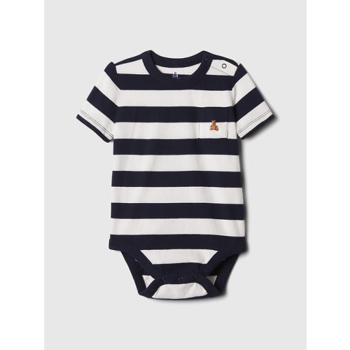 Baby Mix & Match Pocket Bodysuit in blue white stripe, size: 6-12 M