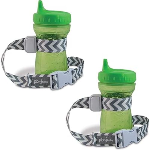 SippyPal Sippy Cup Holder Strap Leash Tether (Gray Chevron 2-Pack)