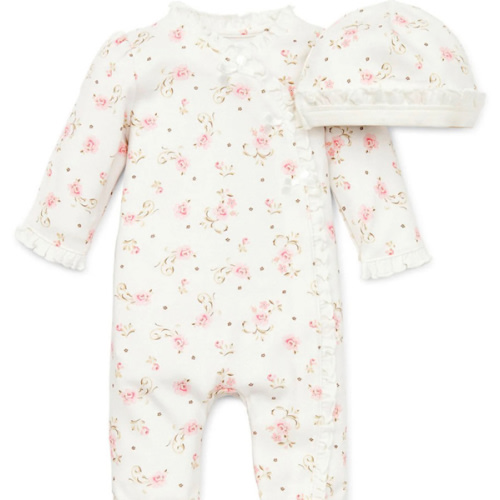 Vintage Rose Footed One-Piece And Hat