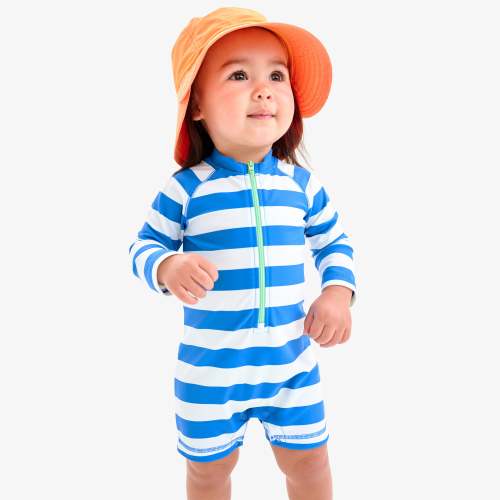Baby one-piece rash guard in stripe | Primary.com