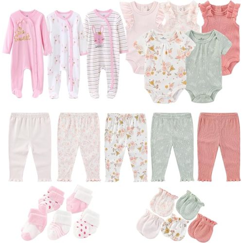 Baby Girls Boys Layette Gift Set 23 Piece Newborn Bodysuits Clothes Unisex Outfit 0-12M