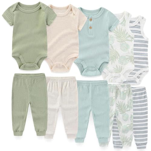 JELYLOVE Unisex Baby Boy Girl Pants Sets 10 pack Cotton Casual New born Clothes Comfort Infant Outfit