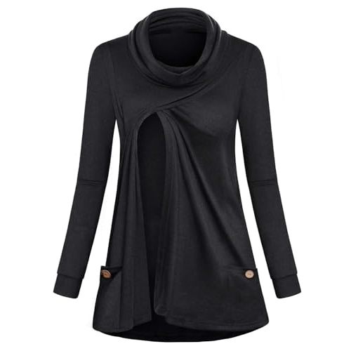 Joymom Maternity Warm Cowl Neck Nursing Sweatshirt Breastfeeding Tunic Tops