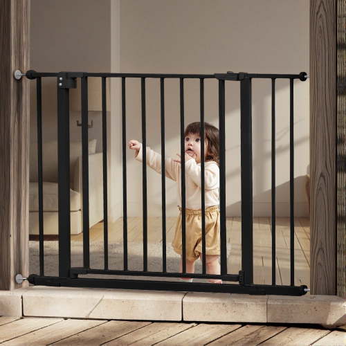 Baby Safety Gate, Baby Gates for Top Stairs Doorway, 29.5''- 40.5''Wide Pressure Mount, Black