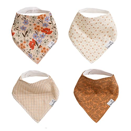 Copper Pearl Baby Bandana Bibs - 4 Pack Soft Cotton Baby Bibs for Drooling and Teething, Absorbent Drool Bibs for Baby Girl and Boy, Adjustable to Fit Newborns to Toddlers, Tons of Styles (Eden)