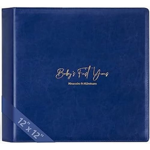 Keepsake Baby Memory Book Girl Boy – Timeless Leather-Bound Baby Milestone Book – Baby Book Keepsake Record First 5 Years – Gender Neutral Baby Scrapbook Album Baby Album Journal Registry Search Gift