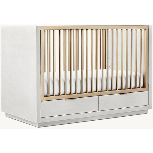 Clio Shagreen Storage Panel Crib - Brass | RH Baby & Child