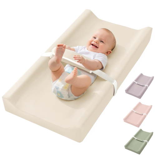 Baby Changing Pad, Caveen Infant Changing Mat with Waterproof & Wipe-Clean PU Cover, Portable Baby Changing Station for Diaper Change and Dresser, Beige