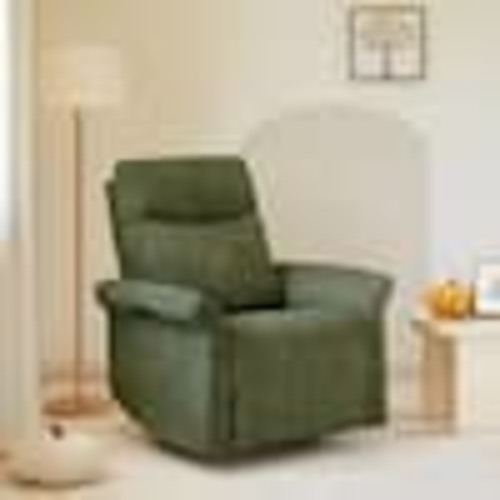 Spruce & Spring Isla Green Fabric Triple-Motor 270° Swivel Power Nursery Glider Recliner with Power Headrest Lumbar Support Side Pockets SSME7A018-G0402170