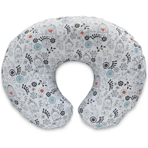 Boppy Nursing Pillow Original Support, Doodles, Ergonomic Nursing Essentials for Bottle and Breastfeeding, Firm Fiber Fill, with Removable Nursing Pillow Cover, Machine Washable