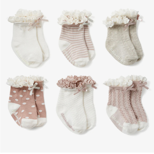 Elegant Baby 6 Pack Socks Fancy Pink