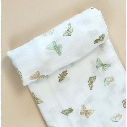 Bamboo Muslin Swaddle Blanket, Butterflies - Dear Perli | Maisonette