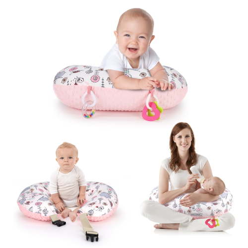 BluBlu Park Nursing Pillows, Multifunctional Ultra Soft Minky Breastfeeding Feeding Support Pillow, Pink