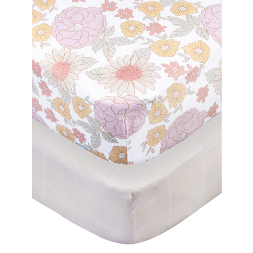 Gerber Baby Boy or Girl Unisex Super Soft Knit Crib Sheet, 2-Pack, Retro Floral