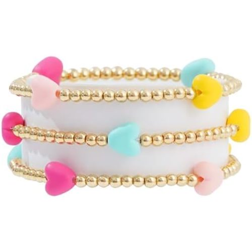 Heishi Beaded Stretch Bracelets for Women Stackable Gold Polymer Clay Beads Bracelets Friendship Boho Summer Beach Bracelets Jewelry Set